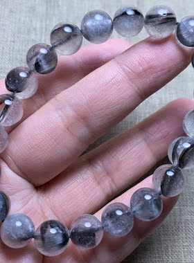 天然黑银钛晶手链黑发钛晶男女