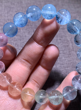 天然冰透渐变摩根石手链饰品女生
