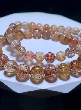 天然冰透顺发彩发晶单圈水晶手串