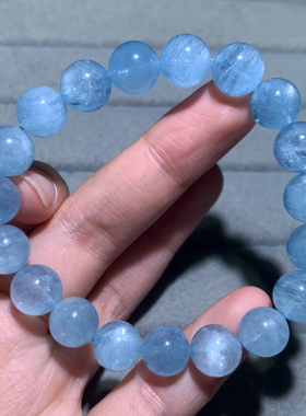 天然星光海蓝宝手链冰透闪片礼物
