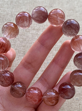 天然顺发红发晶手链饰品礼物情侣