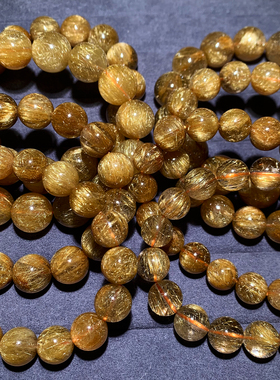 天然顺发发晶手链单圈金发冰透女