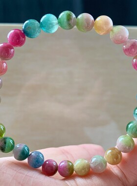 天然巴西老矿西瓜碧玺手链