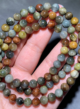 天然猫眼三圈灰兔毛手链情侣饰品