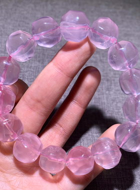 天然粉晶菠萝珠水晶单圈手链星光