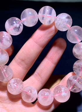 天然莹润粉雪花幽灵单圈手链水晶