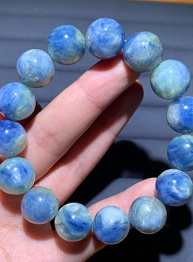 天然共生蓝绿色蓝晶石手链油画女