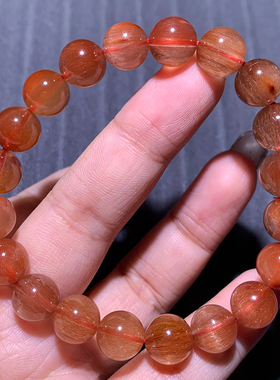 天然顺发红铜发晶单圈手链水晶女