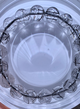 天然冰透黑发晶手串清新饰品礼物