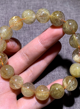 天然冰透浓密金发晶单圈手链水晶