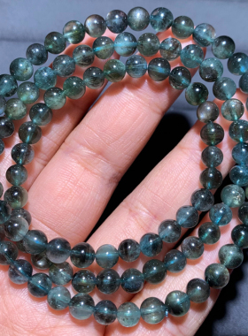 天然星空三圈蓝绿体海蓝宝手链女