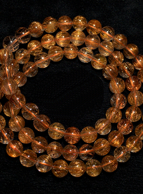 天然巴西顺发猫眼铜发晶三圈手链