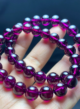 天然紫牙乌石榴石手串酒红巴西女