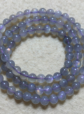 天然冰种紫彩拉长石灰月光拉长女