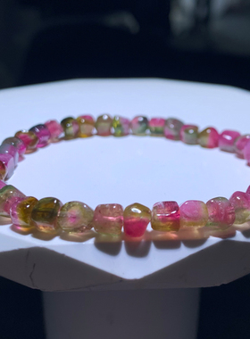 天然小颗粒西瓜碧玺随形手链情侣