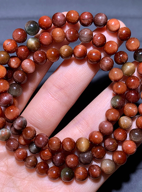 天然顺发红兔毛三圈手串饰品情侣