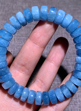 天然巴西冰种海蓝宝盘珠随形手链