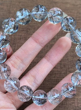 天然冰透黑发晶手链礼物饰品女