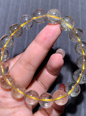 天然透体发晶单圈手链老矿顺发女