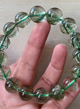 天然冰透绿发晶手链饰品情侣款女