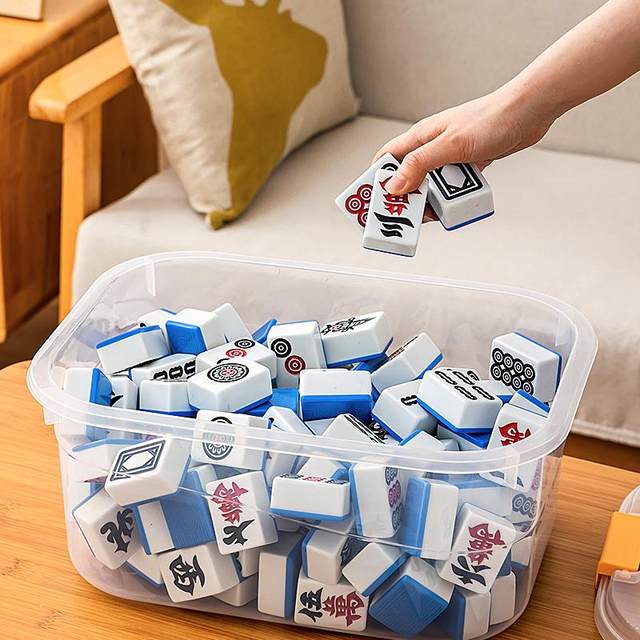Mahjong storage box thickened transparent sparrow storage box household chess and card room poker chip dice sorting storage box