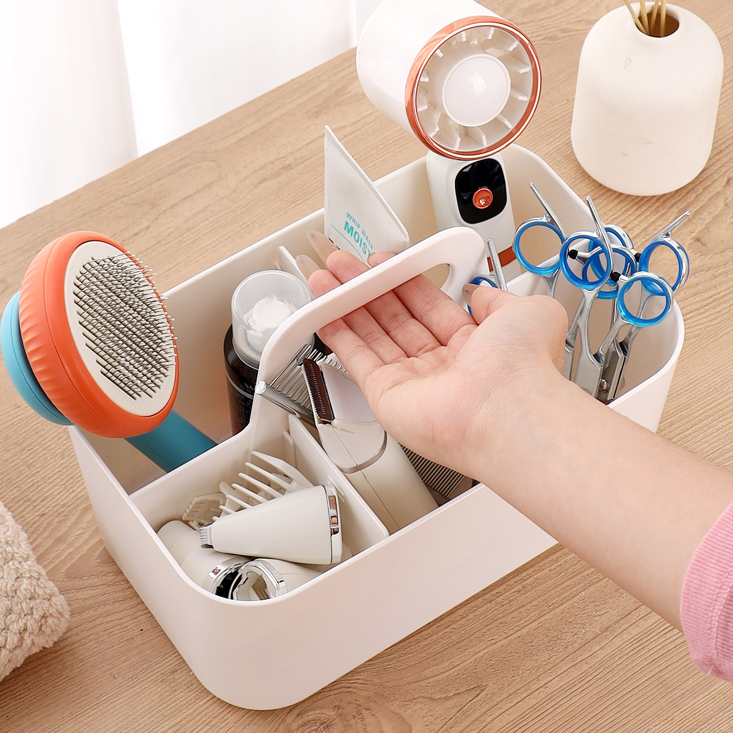 宠物用品收纳箱梳子指甲刀分格便携美容护理箱猫狗洗护用品整理盒,淘宝优惠券,粉丝福利购,淘宝优惠卷