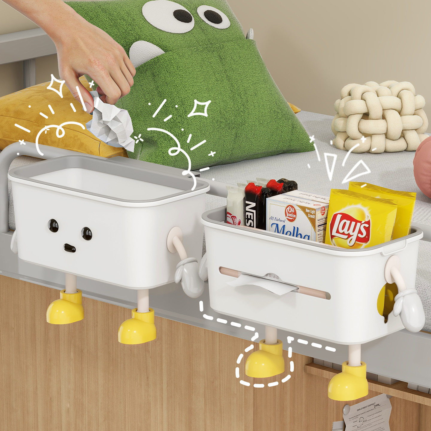 婴儿尿不湿床边挂篮围栏收纳盒子床头挂袋垃圾桶免打孔杂物收纳袋,淘宝优惠券,粉丝福利购,淘宝优惠卷