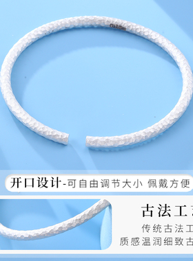 老银匠s999足银手镯女款实心高级感锤纹雪花纯银镯子银手环银手饰