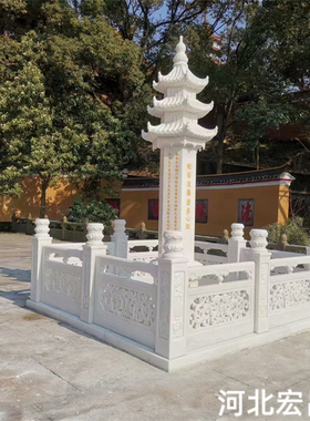 大型汉白玉石雕经幢刻经文寺庙景区汉白玉围栏是篮板石塔佛塔宝塔