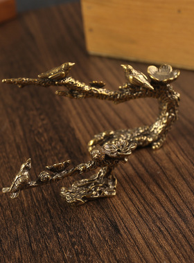 香摆实心纯黄铜喜上眉梢小摆件喜鹊登梅笔架笔搁笔托铜雕喜鹊枝头