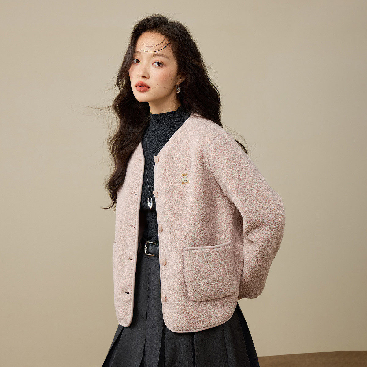 茵曼2025冬季新款加绒加厚保暖法式小香风外套女休闲宽松短款上衣,淘宝优惠券,粉丝福利购,淘宝优惠卷