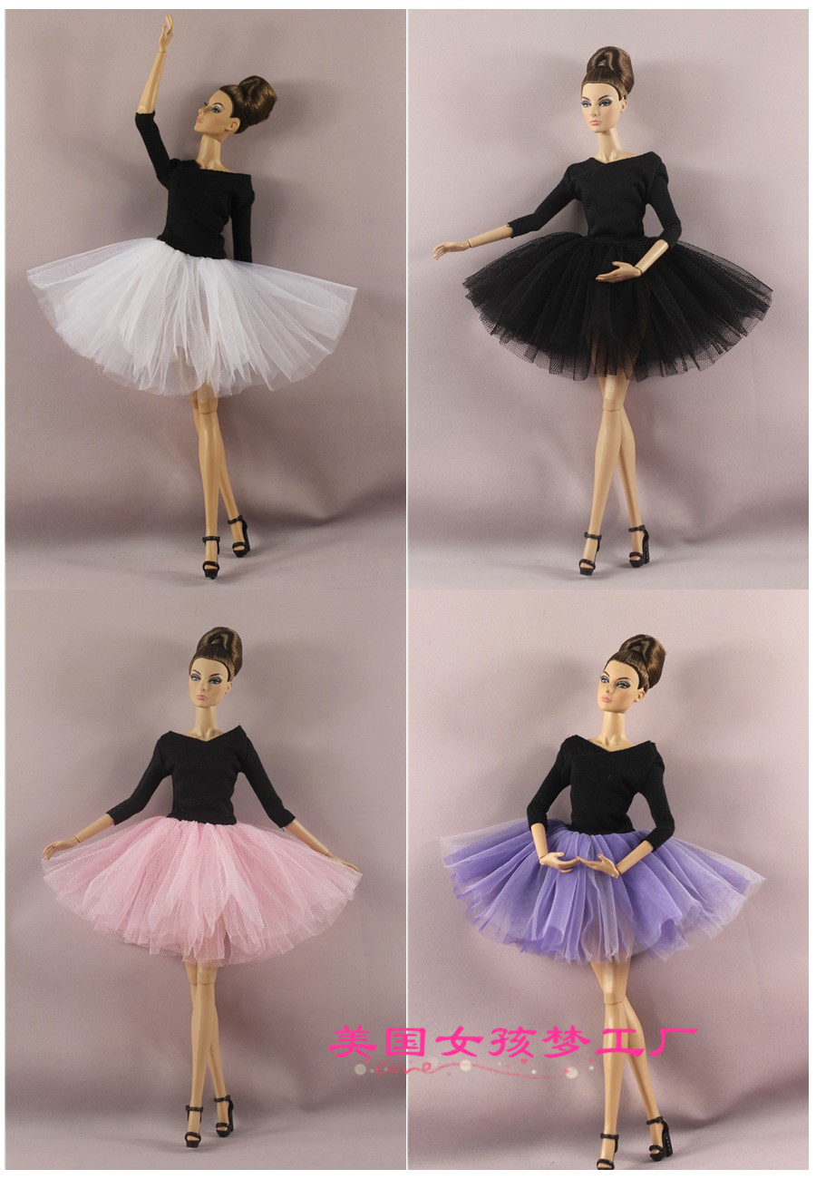 [纱裙]30厘米换装娃娃衣服6分衣服多色芭蕾舞短裙公主蕾丝网纱裙 - 图0