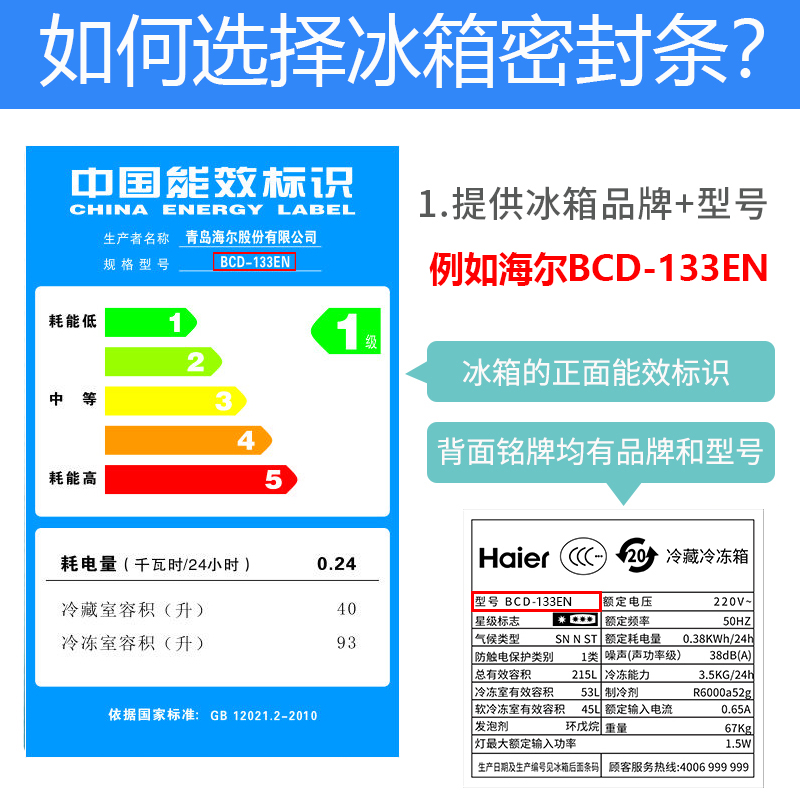 适用海尔BCD-196TCSJ 196T 241TDBAU1 201TMPM冰箱门密封条胶条圈 - 图1