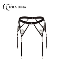 LOLALUNA ARTISTIC UNDERWEAR (elegant Hepburn-hanging stocking strap) black lace embroidered transparent harness sock female