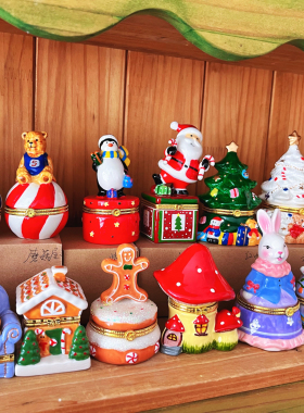 复古陶瓷首饰盒收纳摆件装饰可爱耳钉项链戒指创意生日礼物送女生