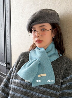 冬季纯羊毛交叉围巾保暖百搭女款