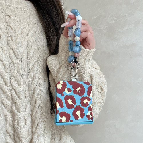 适用华为PuraX折叠屏手机壳荣耀MagicVFlip2壳膜一体小米MixFlip2全包中轴novaflipS手链蓝豹纹pocket2斜跨绳 - 图3