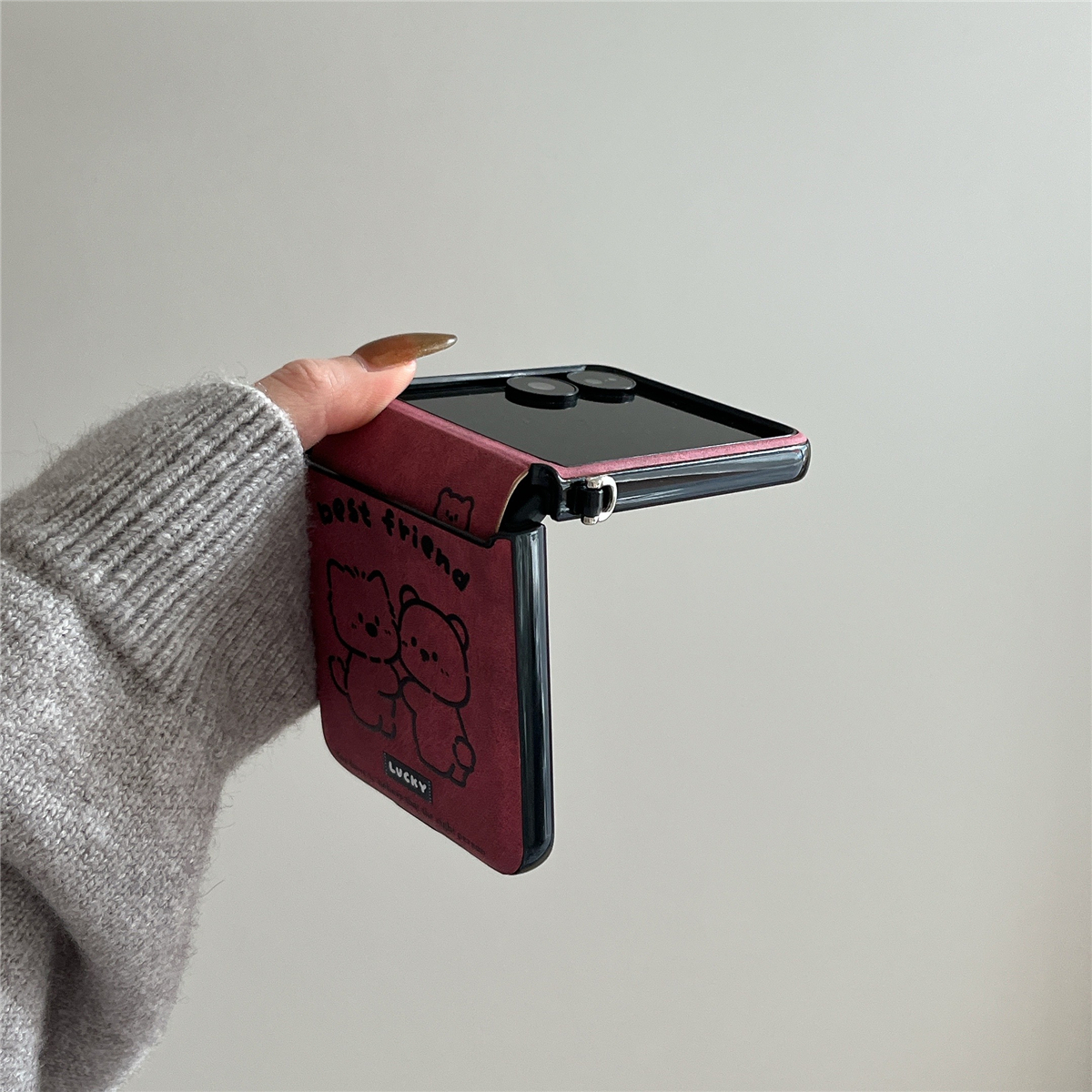 适用折叠屏荣耀MagicVFlip手机壳小米MixFlip2中轴全包摩托罗拉50华为pocket2三星zflip6卡7通N3flip斜跨挂绳 - 图2