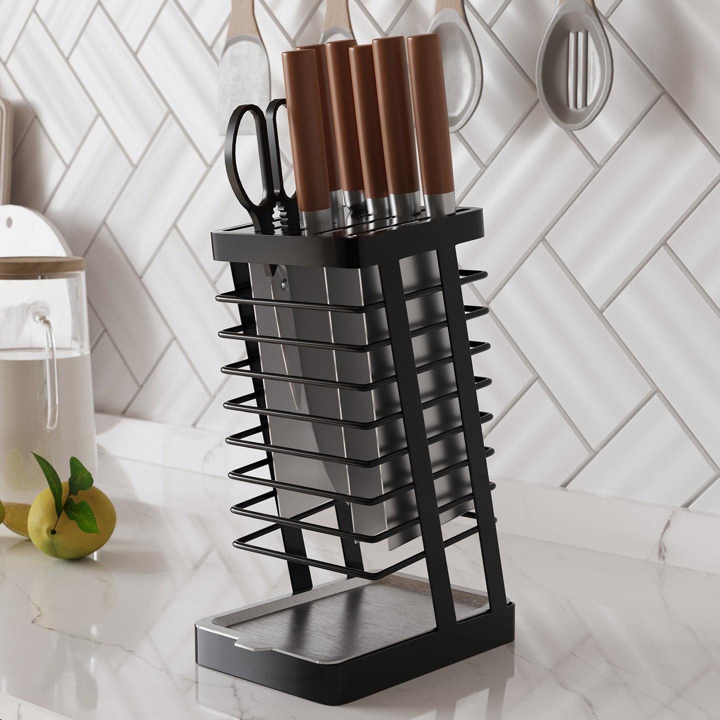 304不锈钢厨房刀架菜刀架家用置物架沥水台面放菜刀具刀座收纳架,淘宝优惠券,粉丝福利购,淘宝优惠卷