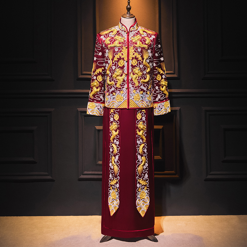 立体盘锦绣秀禾服男装2023新款中式 艺薰唐装