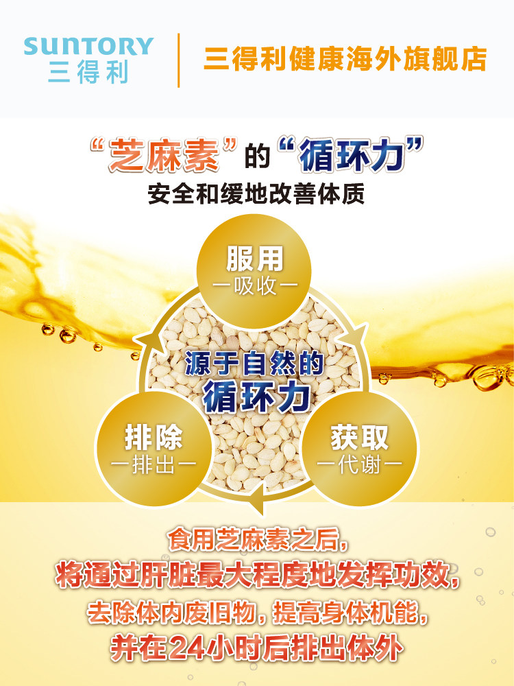 三得利芝麻明安神助睡眠美容安瓶 三得利健康海外丽人海外膳补