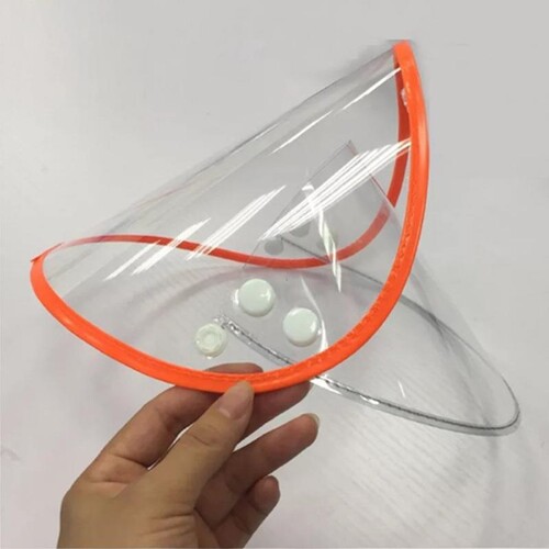 雨衣帽檐可拆卸帽子电动车面罩雨披配件通用双帽遮脸挡雨板透明 - 图0