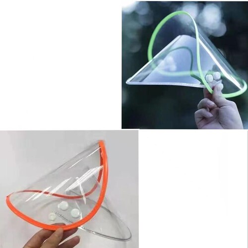 雨衣帽檐可拆卸帽子电动车面罩雨披配件通用双帽遮脸挡雨板透明 - 图3