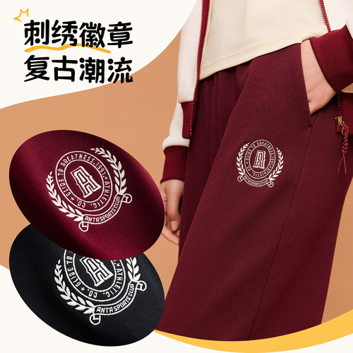 安踏好事发生 | 鸿运新年长裤女子加绒保暖刺绣束脚裤162548304N - 图1