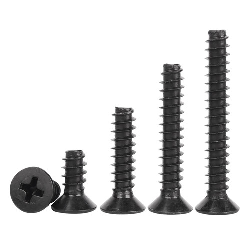 黑色304不锈钢镀黑锌十字平头沉头平尾割尾KB自攻螺丝钉M2M3M4M5 - 图3