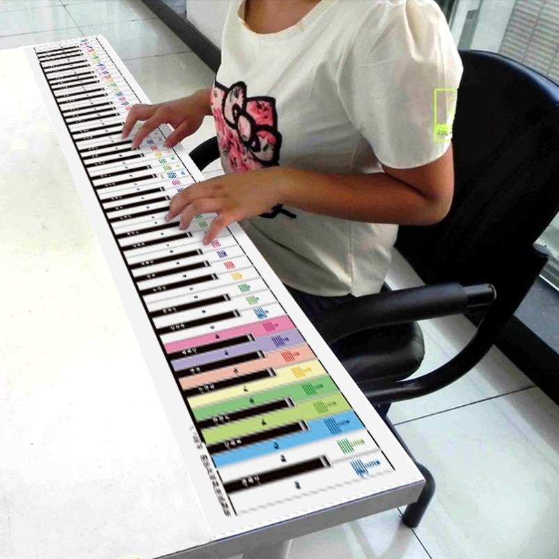 88键钢琴键盘指法练习纸琴键对照表彩色钢琴键盘纸五线谱键盘图 - 图0