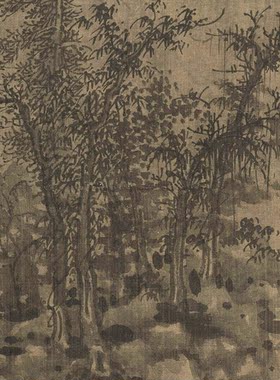 巨然山水风景茶室仿古挂画玄关画
