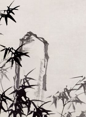 郑板桥竹子卷轴画书房客厅办公室