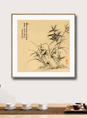 杨晋花鸟册竹石图仿古复制