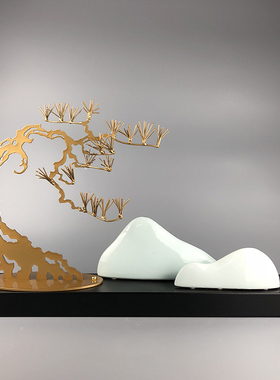 工艺新中式风假山博古架软装饰品